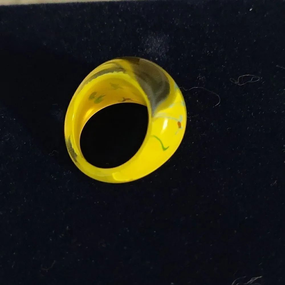 Lucite Yellow Bubble Ring   - Picture 3 of 6